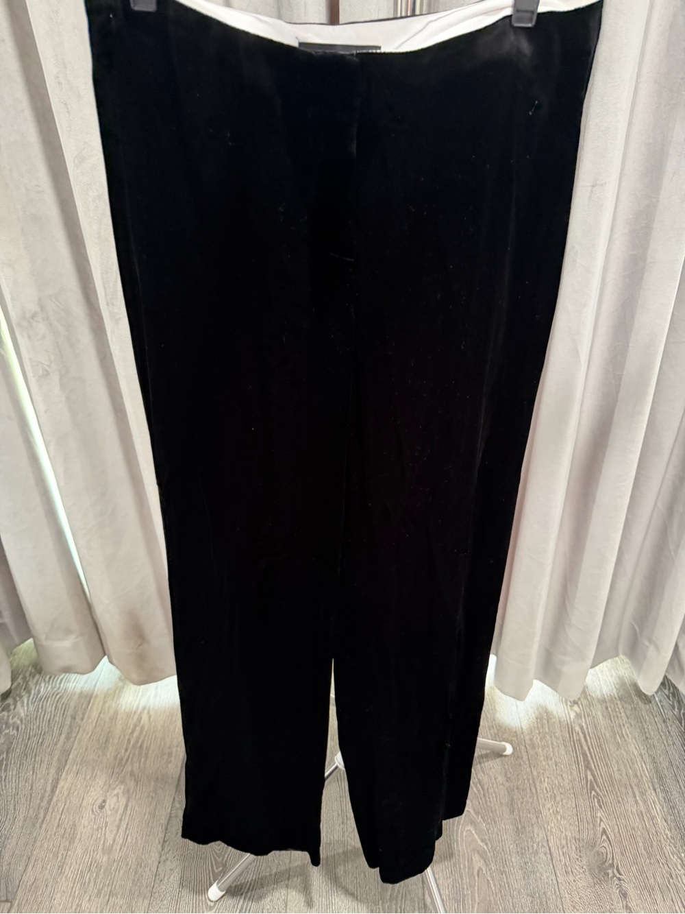 Massimo Dutti Black Velvet Wide-Leg Trousers Nwot